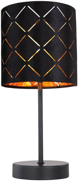 LED Tischleuchte, Dekorstanzungen, Samt, schwarz, H 35 cm