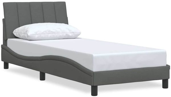 Einzelbettgestell Design für Erwachsene ohne Matratze Dunkelgrau 90x200 cm Stoff d4719e