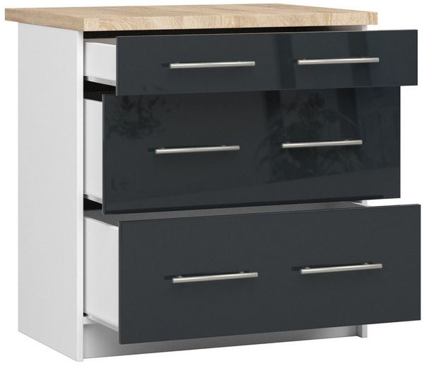 Raumhirsch Furniture Unterschrank Moderner Küchenunterschrank - 3 Schubladen - Küchenmodul (viele Farbvarianten, Maße 60 x 80 x 46 cm) - Hochwertig & stabil