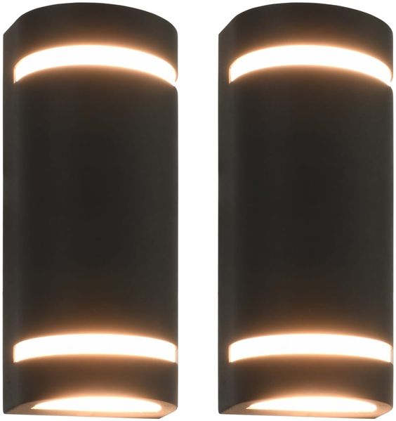 vidaXL Außenwandleuchten 2 Stk. 35 W Schwarz Halbrund 45649