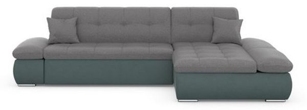 DOMO collection Ecksofa Moric, L-Form, XXL-Sofa - Breite 300cm, viel Platz, auch in Cord, wahlweise mit Bettfunktion und Armteilverstellung, eiblau-grau Bild 4