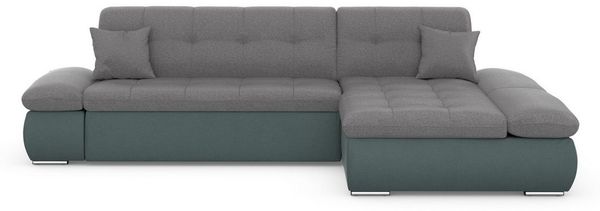 DOMO collection Ecksofa Moric, L-Form, XXL-Sofa - Breite 300cm, viel Platz, auch in Cord, wahlweise mit Bettfunktion und Armteilverstellung, eiblau-grau Bild 2
