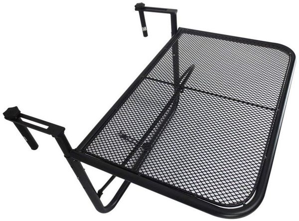 Outsunny Balkonhängetisch höhenverstellbar viereckig Terrasse (Balkonmöbel, 1-St, Hängetisch), Metall Schwarz 60 x 56 x 50 cm