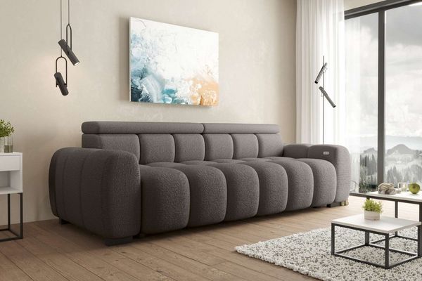 99rooms Alessio Bigsofa Boucle-Stoff ABRIAMO Braun mit Sitztiefenverstellung