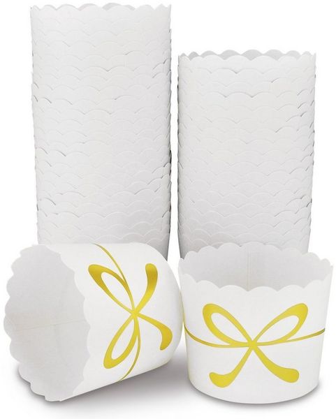 Frau WUNDERVoll Muffinform 25 Muffin Backformen, weiß mit gold Schleife, Durchmesser 6,1 cm, (25-tlg)
