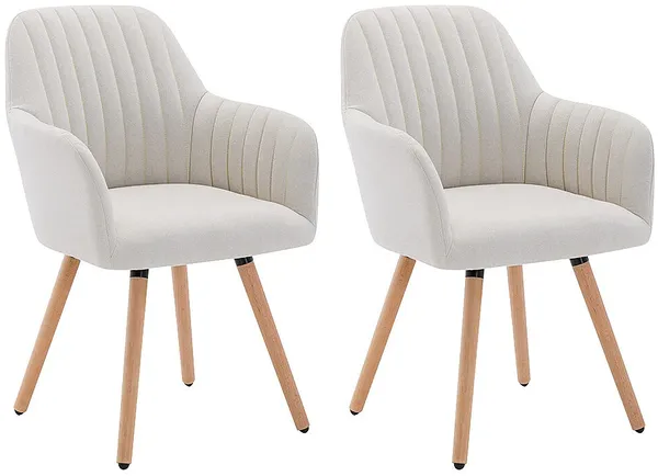 Vente-unique - ELEANA Stuhl Stoff Beige - B 58 cm x H 85 cm x L 56 cm