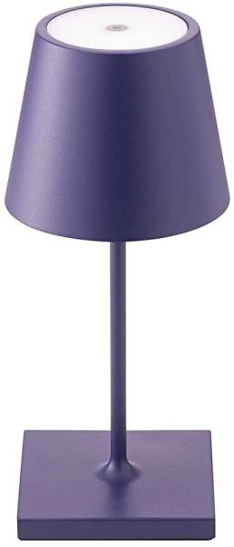 LED Tischleuchte, pflaumenblau, Touchdimmer, Akku, H 25 cm