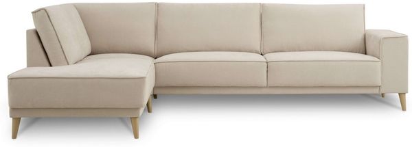 OTTO home Ecksofa Oland Skandi, weicher Chenille-Stoff, L-Form, 289 cm, Wellenunterfederung, Skandi-Design, Massivholzfüße