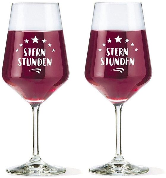 eXODA Weinglas Schrift Sternstunden Set aus 2 Gläsern, 2-tlg, Glas