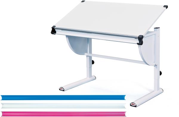 Kinderschreibtisch >Milo< (BxHxT: 110x93x60 cm) in Weiss/Pink/Blau