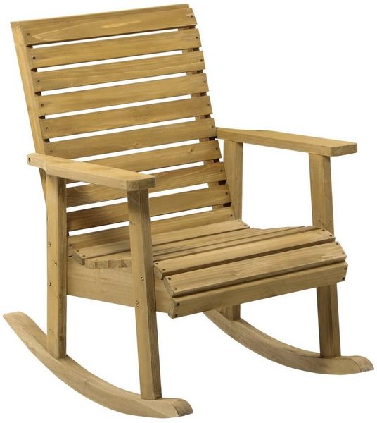 Outsunny Schaukelstuhl Gartenstuhl Relaxstuhl für Balkon, Terrasse (Schwingsessel, 1 St), Belastbarkeit bis 130 kg, Tannenholz, Hellbraun 64 x 86 x 85 cm
