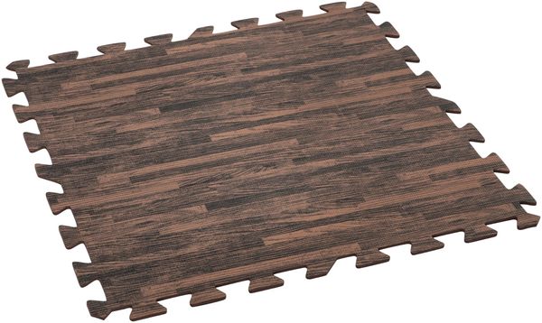 Pool-Bodenschutzfliesen Set 12 Stück á 50 x 50 cm, Holz-Optik (Palisander)
