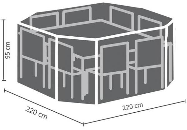 Wetterfeste Schutzhülle Abdeckung achteckig für Garten Lounge Set, 220x220x95cm