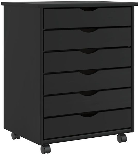 vidaXL Rollschrank mit Schubladen MOSS Schwarz Massivholz Kiefer 4015784
