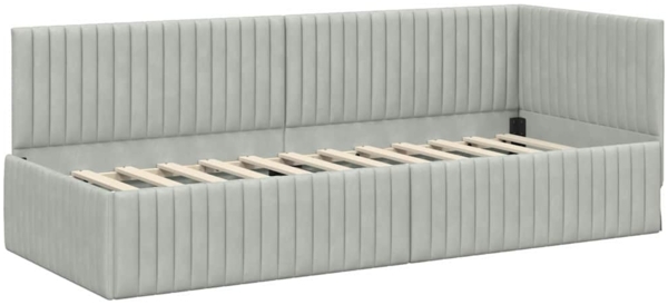 vidaXL Eckbettgestell mit Kopfteil Hellgrau 80 cm x 200 cm Stoff 42016246