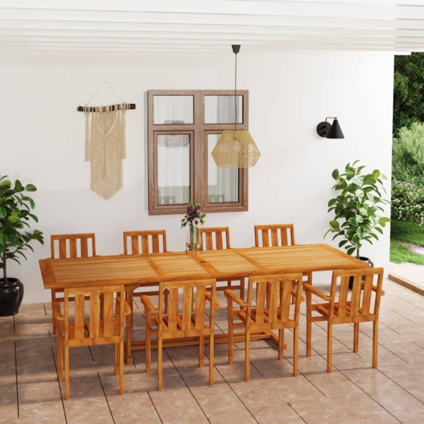 vidaXL 9-tlg. Garten-Essgruppe Teak Massivholz 3059616