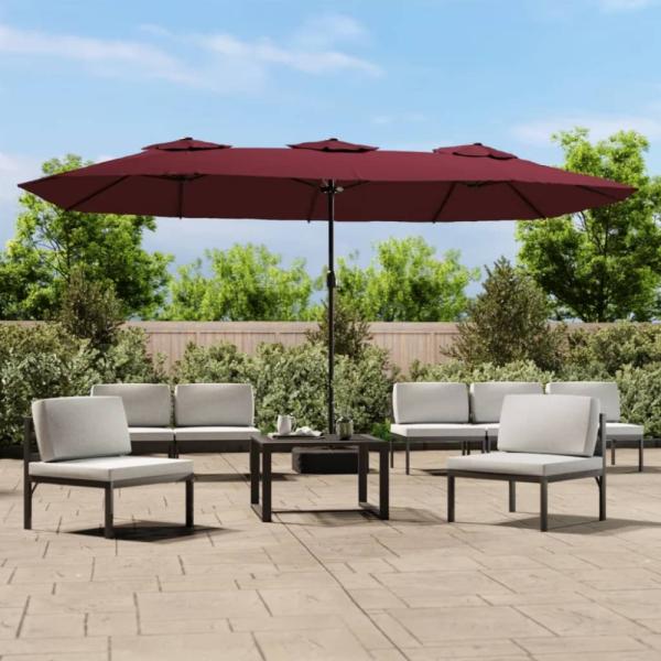 vidaXL Doppel-Sonnenschirm Bordeauxrot 449x245 cm 362949