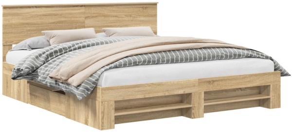 vidaXL Bettrahmen mit Kopfteil Sonoma-Eiche 180 x 200 cm Holzwerkstoff 3408734
