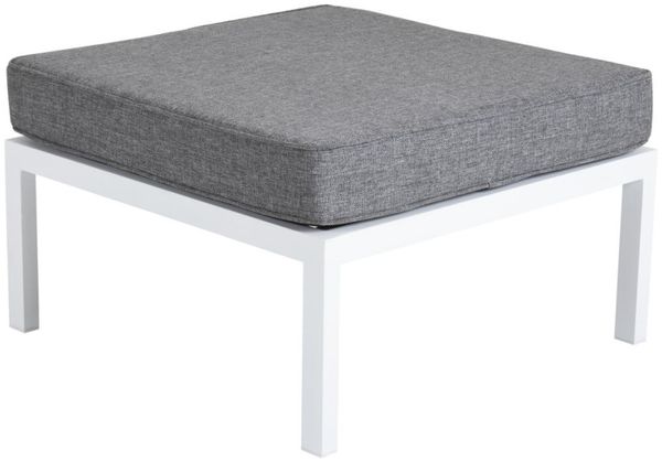 Gartenhocker Weldon mit Kissen, Weiß, 70 x 70 x 43 cm