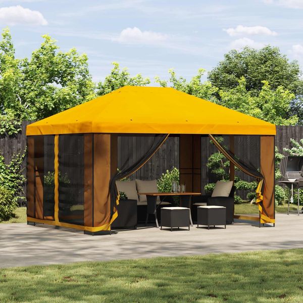 vidaXL Garten Pavillon mit Seitenwänden 4 x 3 m Gelb 900392