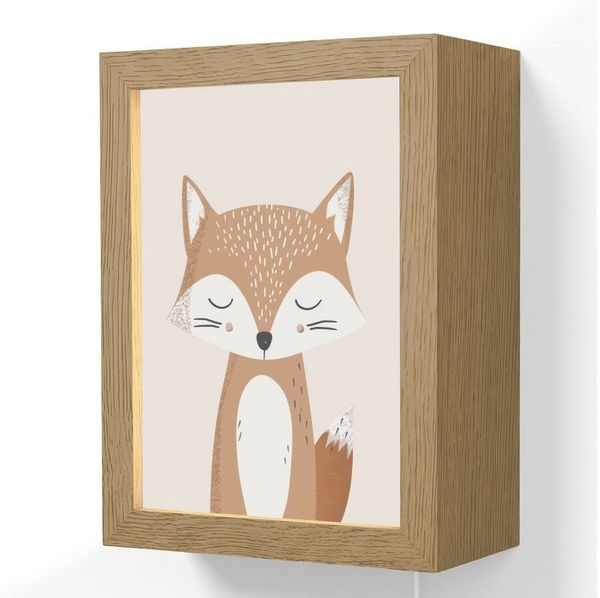 OnlyWow Wandleuchte Lightbox Fuchs - Tier - Waldtiere - Mädchen, Dimmbar, Farbwechsel, LED, Warmweiß, Kaltweiß, Neutralweiß Einstellbar, Wandlampe Innen, Dimmbar, mit Kabel, LED, Beleuchtung, Kinderzimmer