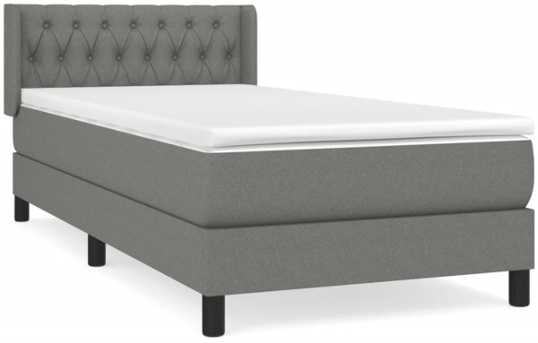 vidaXL Boxspringbett mit Matratze Dunkelgrau 90x200 cm Stoff 3129922