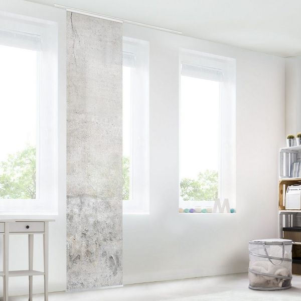 Bilderdepot24 Schiebegardine modern Flächenvorhang blickdicht Shabby Betonoptik (1 St), halbtransparent, Wohnzimmer große Flächengardine lichtdurchlässig für Klemm-System
