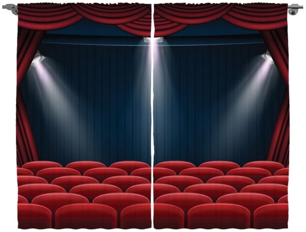 Abakuhaus Gardine Schlafzimmer Kräuselband Vorhang mit Schlaufen und Haken, Oper Klassische Bühne mit Vorhang