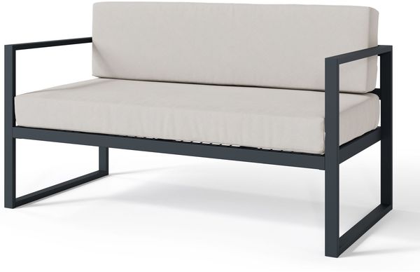 Selsey 'Dywilly' Garten-Sofa 2-Sitzer, wasserabweisend, grau/schwarzes Gestell ca. 72 x 128 x 65 cm