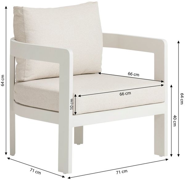 Dehner Gartenlounge-Set Altea, 4-teilige Sitzgruppe, inkl. Tisch, Aluminium / Polyester, creme, standfeste Lounge, inkl. Kissen und Tisch Bild 4