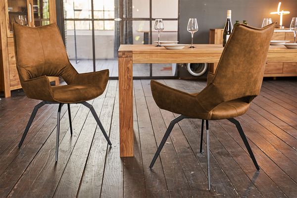 KAWOLA Esszimmerstuhl SIVO Drehstuhl Stoff cognac 95 x 56 x 57 cm