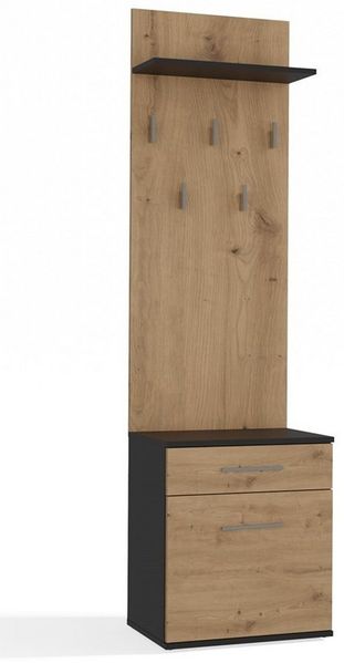 Raumhirsch Furniture Wandgarderobe Garderobenständer, Garderobe mit Schuhbank & Sitzbank (Maße 50 x 180 x 35 cm, 5 Haken), Praktischer, verschiedene Farbvarianten, pflegeleicht