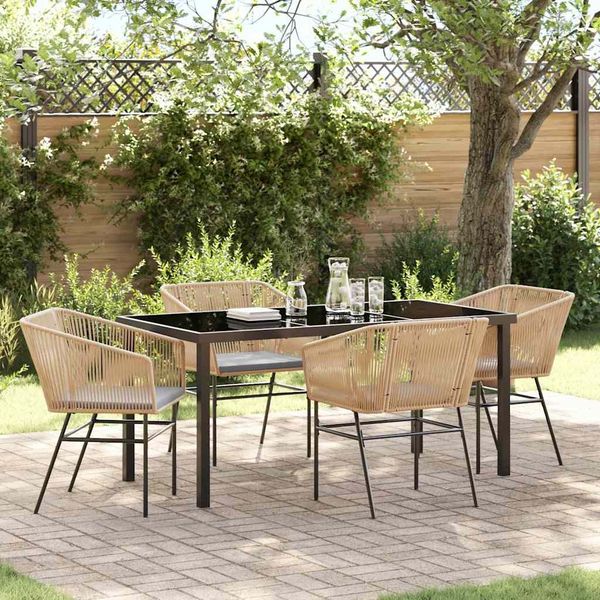 vidaXL Garten Essgruppe 5 pcs Braun Pulverbeschichteter Stahl 3380928