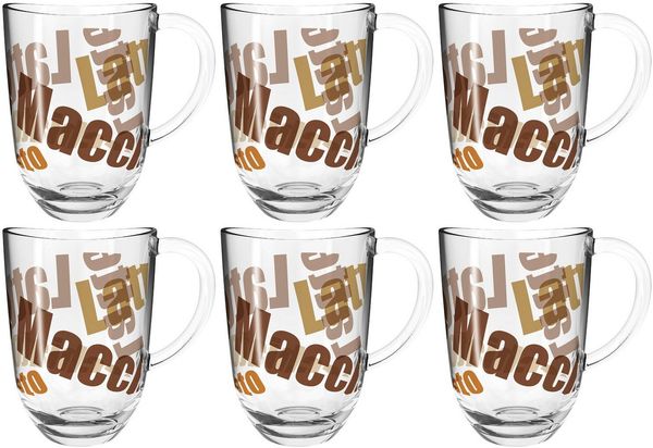 LEONARDO Latte-Macchiato-Tasse NAPOLI, 6-tlg, Glas, Latte Macchiato-Tasse, 380 ml, 3-farbig, 6-teilig