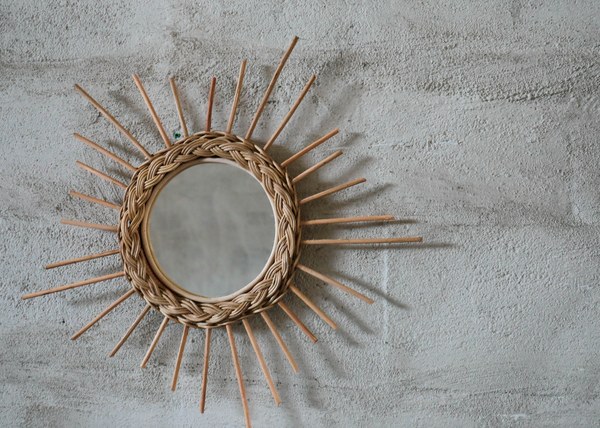 Sanotechnik Runder Spiegel 'Vision 55', Rattan, 55 cm