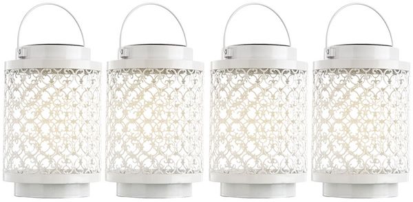 4er Set LED Solarleuchte, weiß, orientalisch, H 18 cm