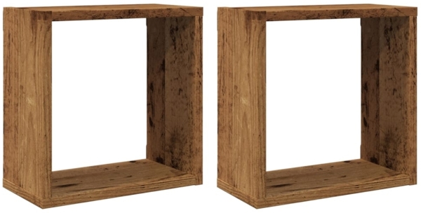 vidaXL Würfel-Wandregale, 2 Stk., Holzwerkstoff Altholz-Optik, 30 x 15 x 30 cm