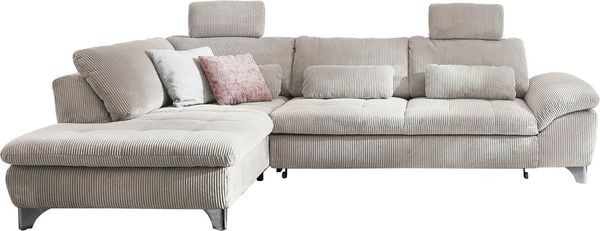 Die PlanBar Ecksofa MP-IN14007 L-Form, wahlweise mit Bettfunktion und verstellbaren Kopfstützen, in Cord
