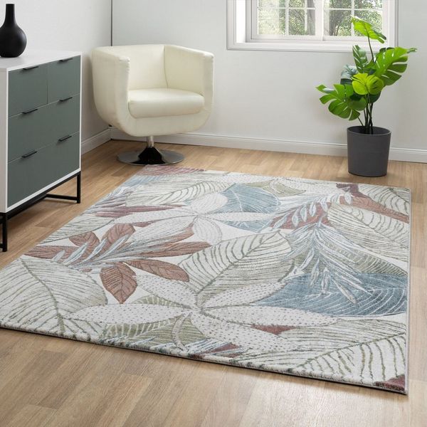 Kurzflor Teppich Lauro - Pflanzen, Farbe: Bunt, Größe: 80x150 cm