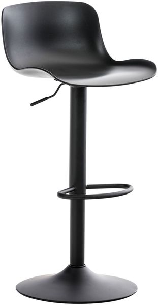 Barhocker höhenverstellbar Schwarz KUSI - Kunststoff, 81-102x44x45cm Barhocker mit Lehne Tresenhocker Barstuhl Küchenhocker Thekenhocker hoher Stuhl