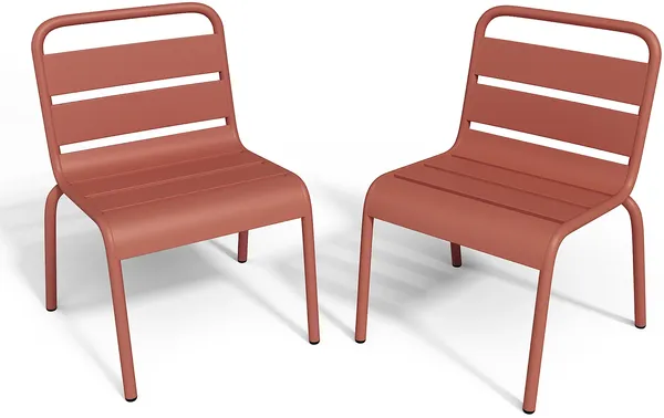 Vente-unique - POPAYAN Garden dining set Metall Rot - B 39 cm x H 55,5 cm x L 43 cm