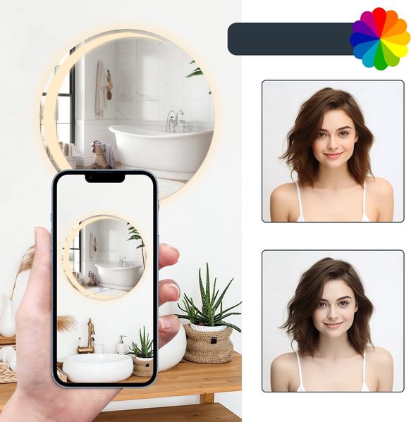 ZMH Runder Badezimmerspiegel mit Beleuchtung – 60 cm runder Wandspiegel LED IP44 runder Badezimmerspiegel mit Touch-Schalter und Antibeschlagfunktion Bild 9