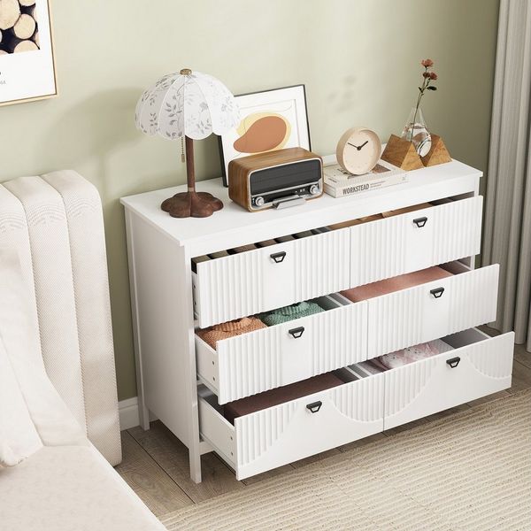 KOMFOTTEU Kommode, Beistellschrank Sideboard mit 6 Schubladen