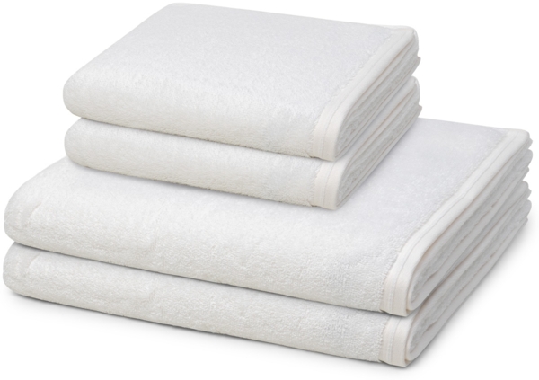 Vossen Vegan Life 4 tlg. Frottier-Set - 2 X Handtuch (50 X 100cm), 2 X Duschtuch (67 X 140cm) - 580 g/m2 - Weiß