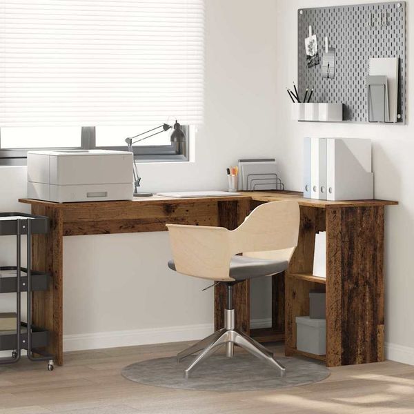 vidaXL Schreibtisch mit Regal Altholz 142 x 102 x 73 cm Holzwerkstoff 869296
