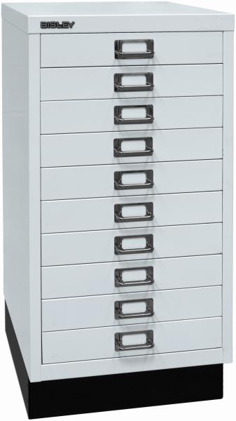 Bisley MultiDrawer™, 29er Serie mit Sockel, DIN A3, 10 Schubladen, Farbe silber