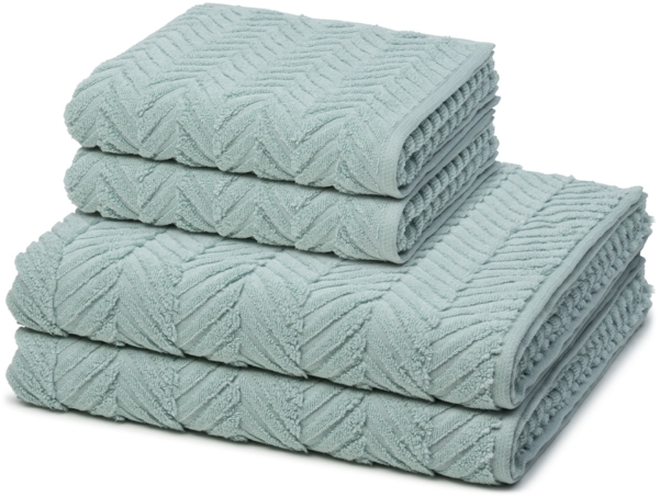 Ross Sensual Skin Zopf 4 tlg. Frottier-Set - 2 X Handtuch (50 X 100cm), 2 X Duschtuch (75 X 140cm) - 500 g/m2 - Jade Bild 1