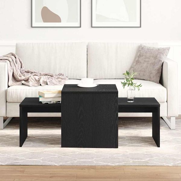 vidaXL Satztische Schwarz Eichen-Optik 100 x 48 x 40 cm Holzwerkstoff 862501