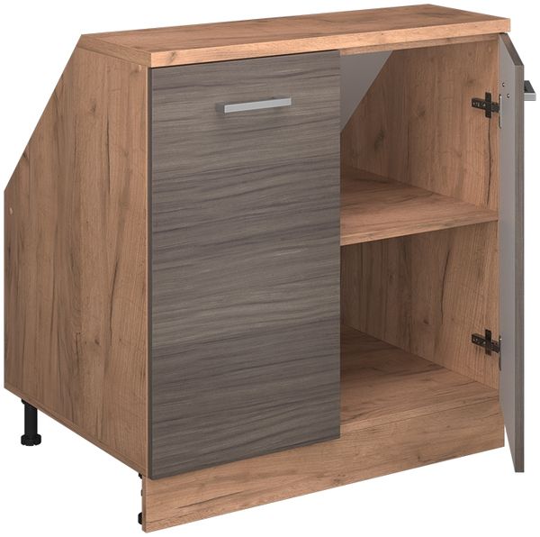 Küchenschrank für Dachschrägen R-Line Edelgrau 80 cm mit 2 Türen, Schrankkorpus 60 cm Tiefe Vicco Bild 3