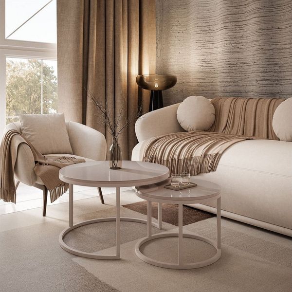 Lookway Couchtisch CIRI 2in1 KASCHMIR (2er-Set), Durchmesser: ⌀70 cm und ⌀50 cm